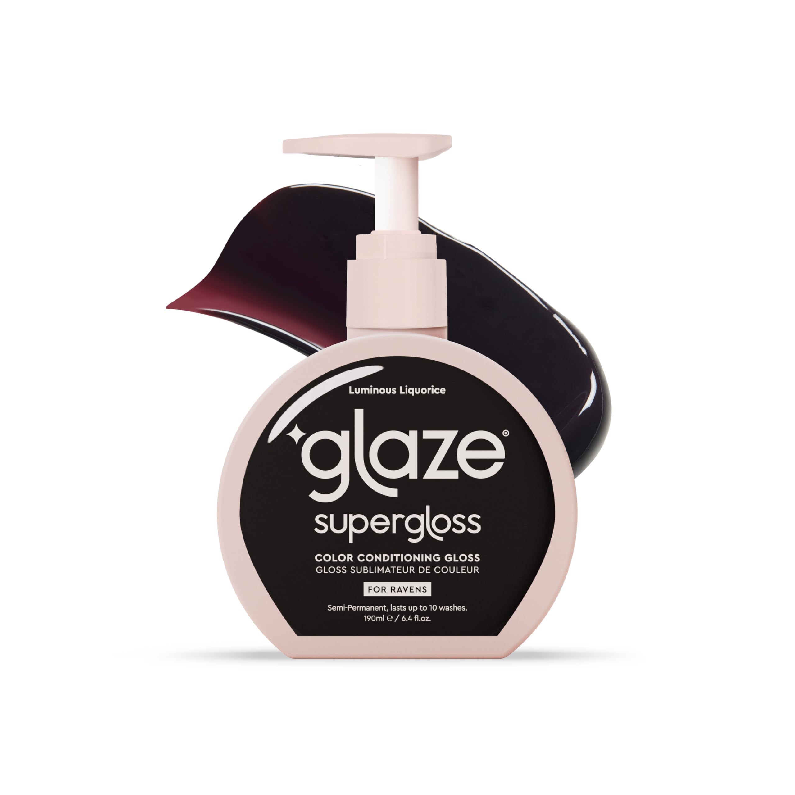 Glaze Supergloss bottle with dispensing pump for easy color application and shine