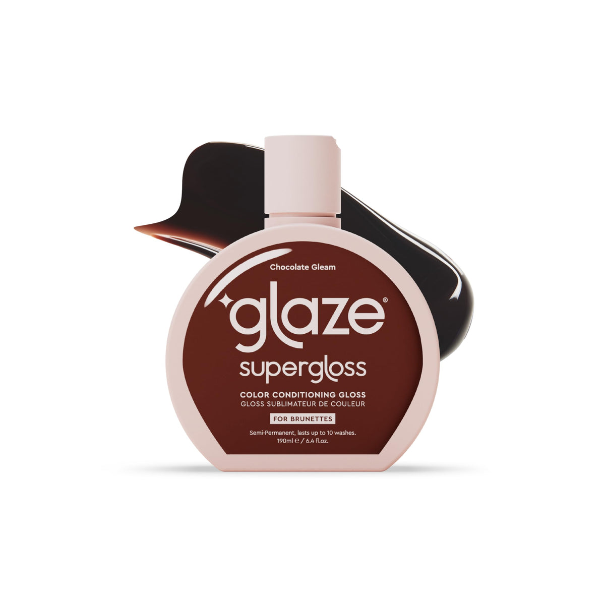 Glaze Supergloss Chocolate Gleam bottle with pump for easy dispensing