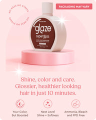 Glaze Supergloss Chocolate Gleam hair shine closeup on glossy strands
