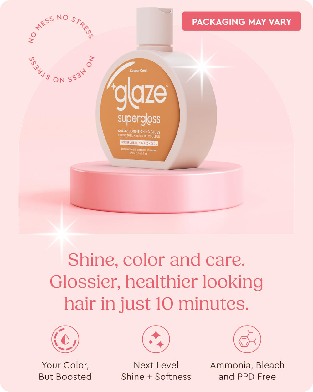 Glaze Supergloss hair application glow on natural virgin hair.