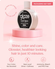 Glaze Supergloss being applied to hair to demonstrate pigment and hydration