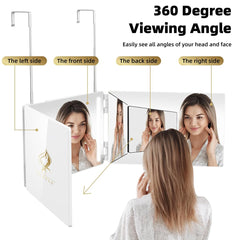 GLDDAO three-sided mirror with LED for precise viewing from all angles.
