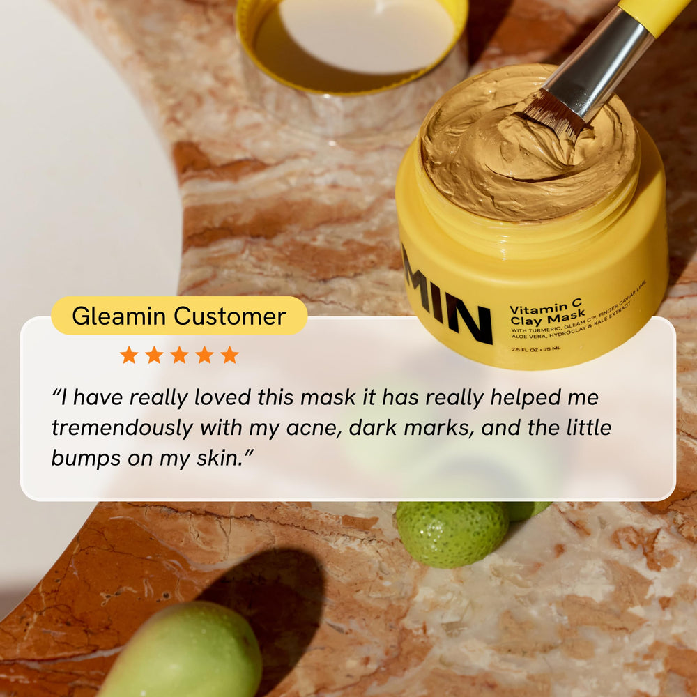 Spa-like setting with Gleamin mask used during routine for glow
