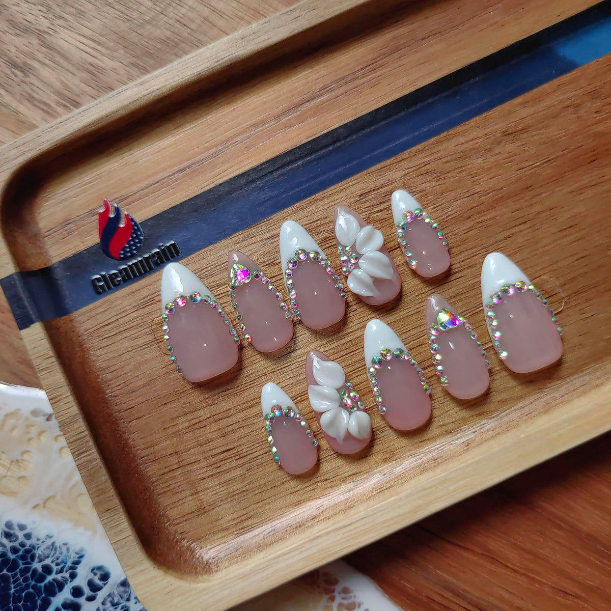 Gleamrain Unas en forma de almendra tamaño M, diseño elegante para uso diario.