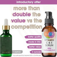 Sérum de Vitamina C con Ácido Hialurónico de GLEOW para tono uniforme y hidratación.