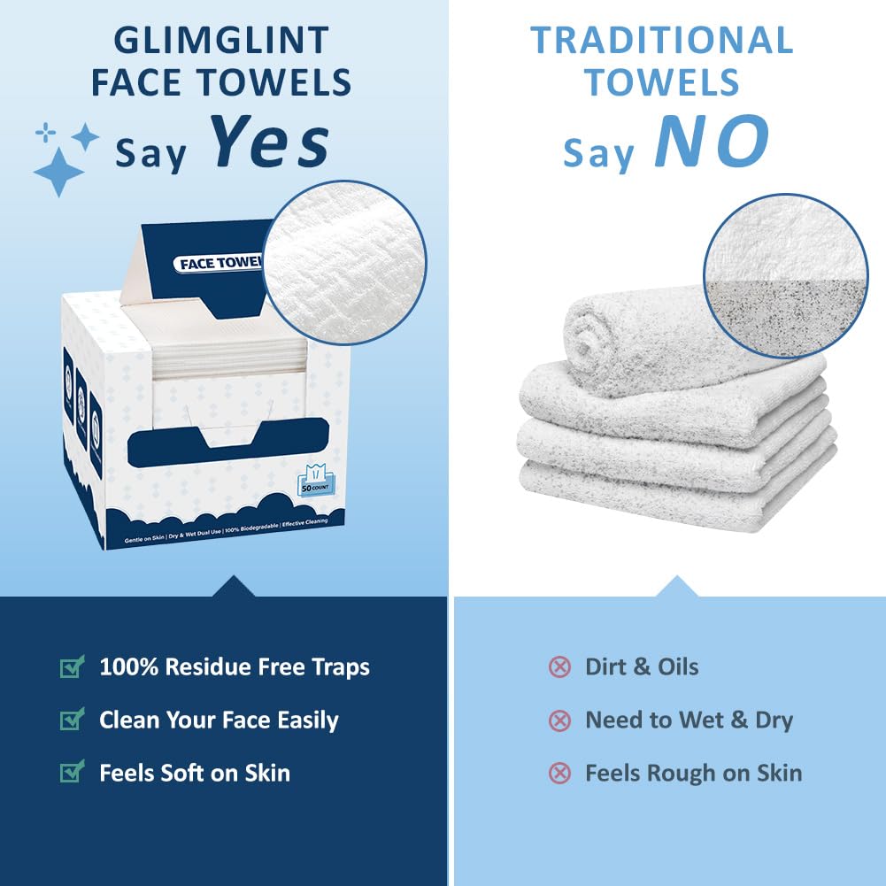 GLIMGLINT towels work wet or dry for makeup removal and quick drying.