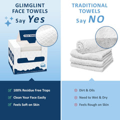 GLIMGLINT towels work wet or dry for makeup removal and quick drying.