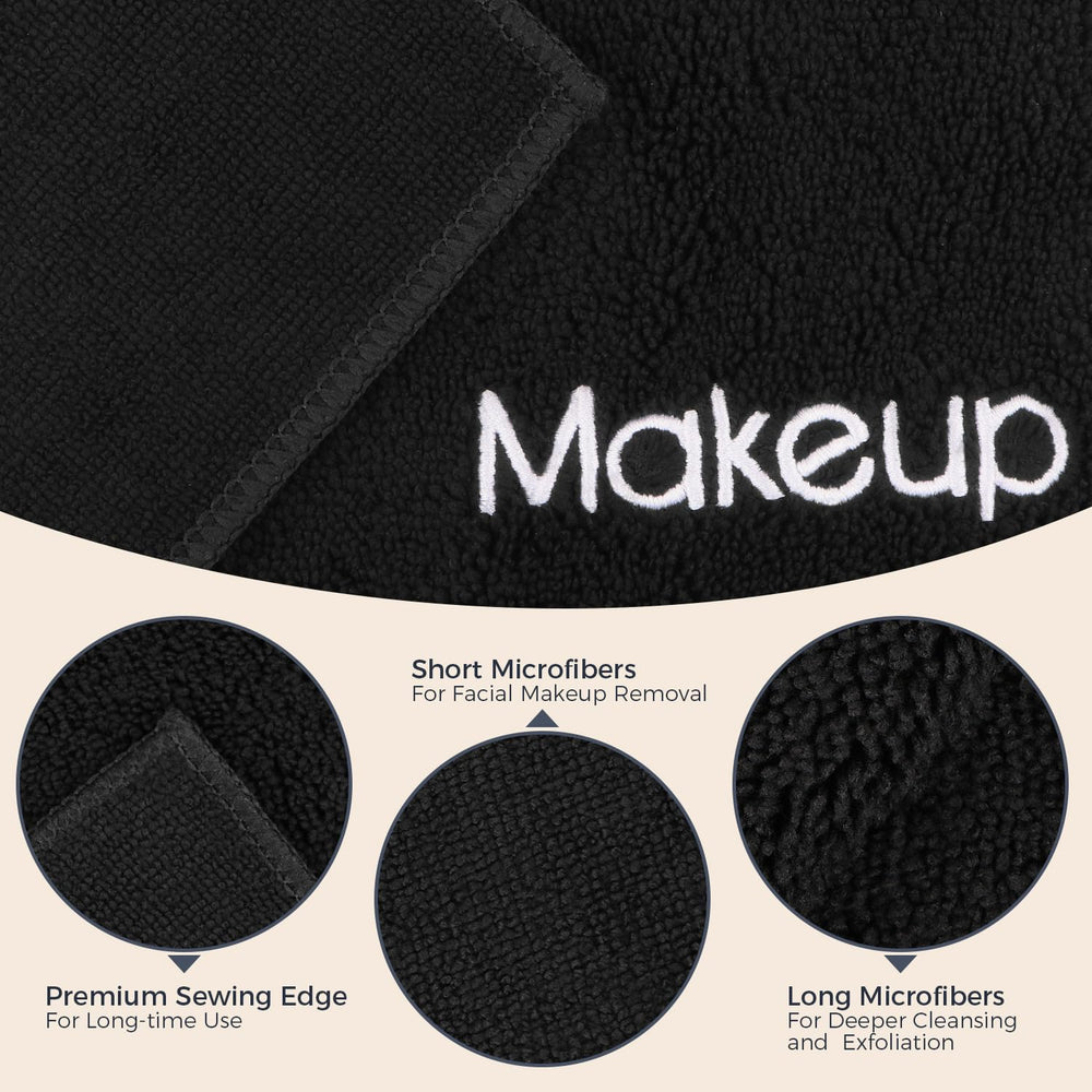 GLIMGLINT toallas microfibra negra para limpieza facial suave diario.