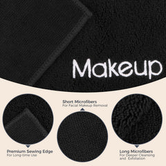 GLIMGLINT toallas microfibra negra para limpieza facial suave diario.