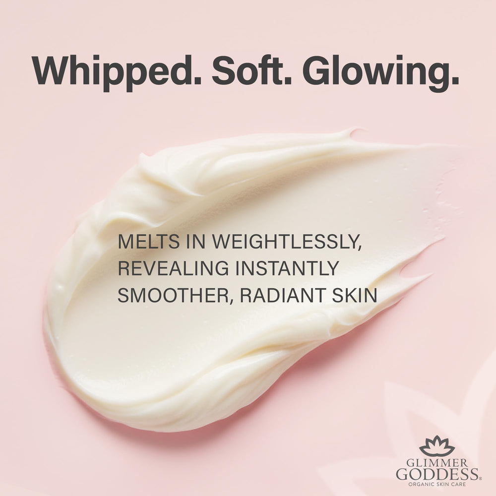Glimmer Goddess body butter being applied for quick absorption.
