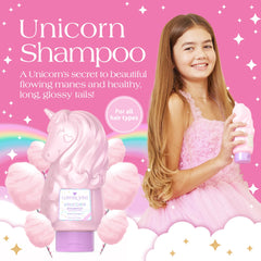 Champú Glimmer Wish Unicornio: espuma rosada que limpia sin resecar.