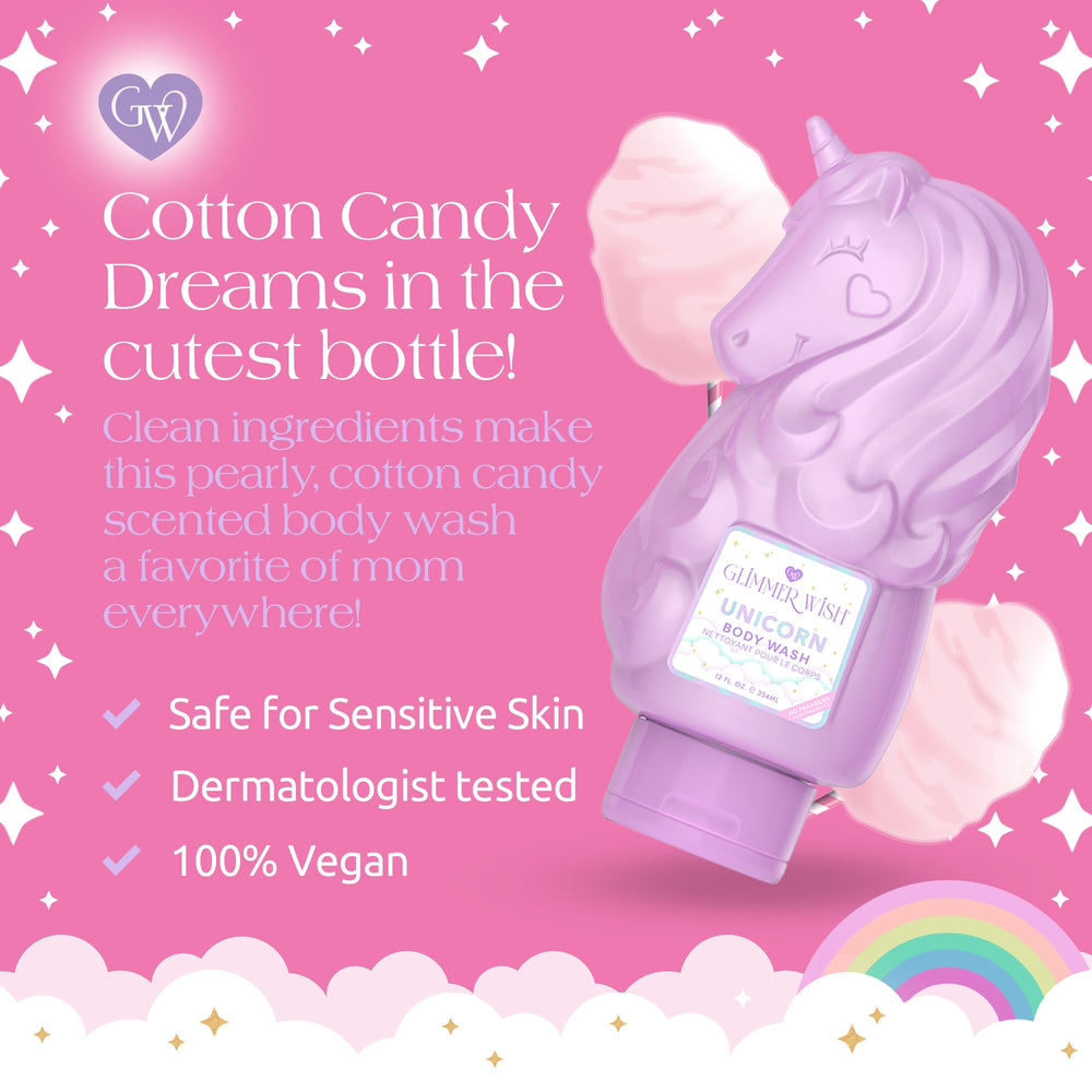 Glimmer Wish gel para niños con envase de gravedad para dosificar.