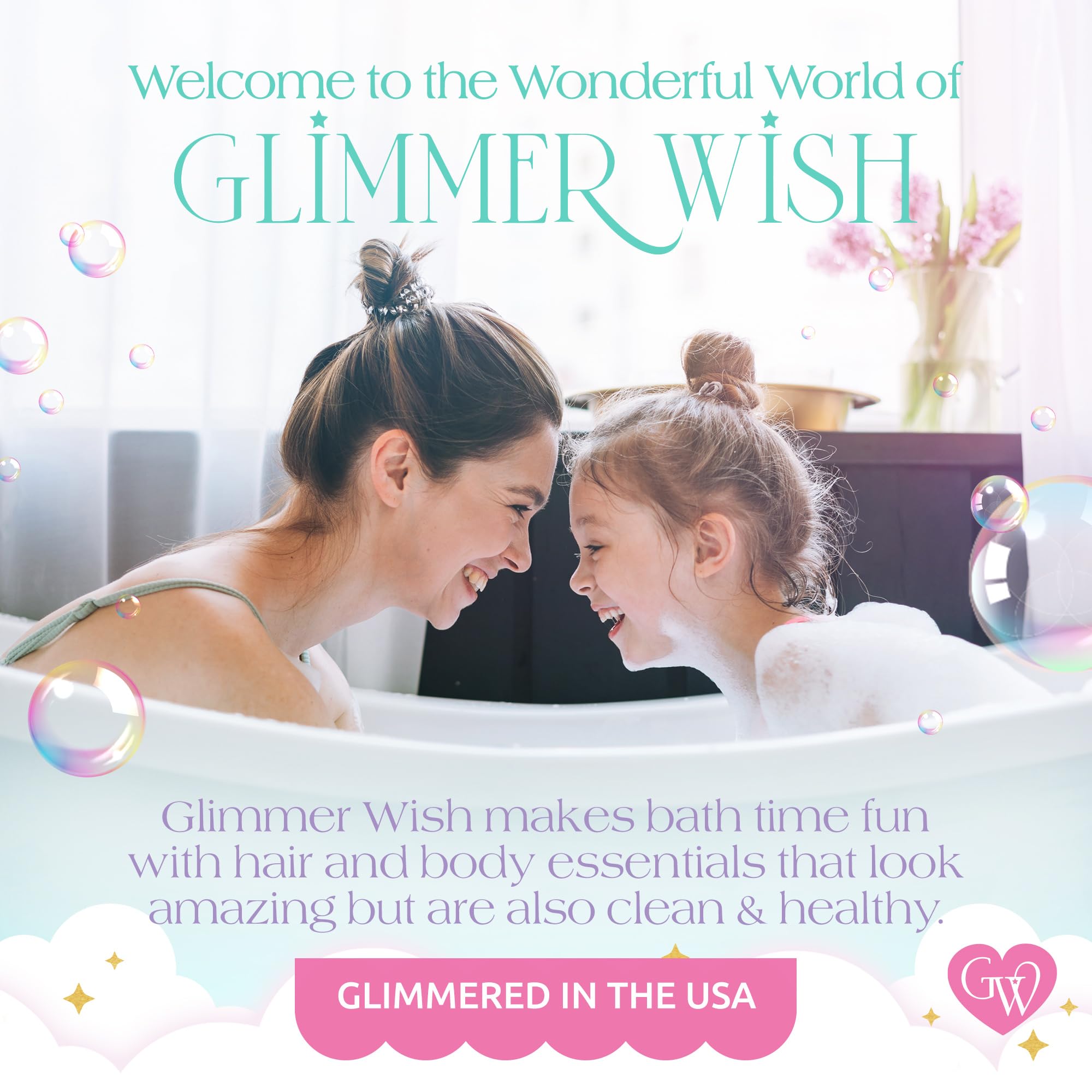 Glimmer Wish gel para niños en envase reciclado.