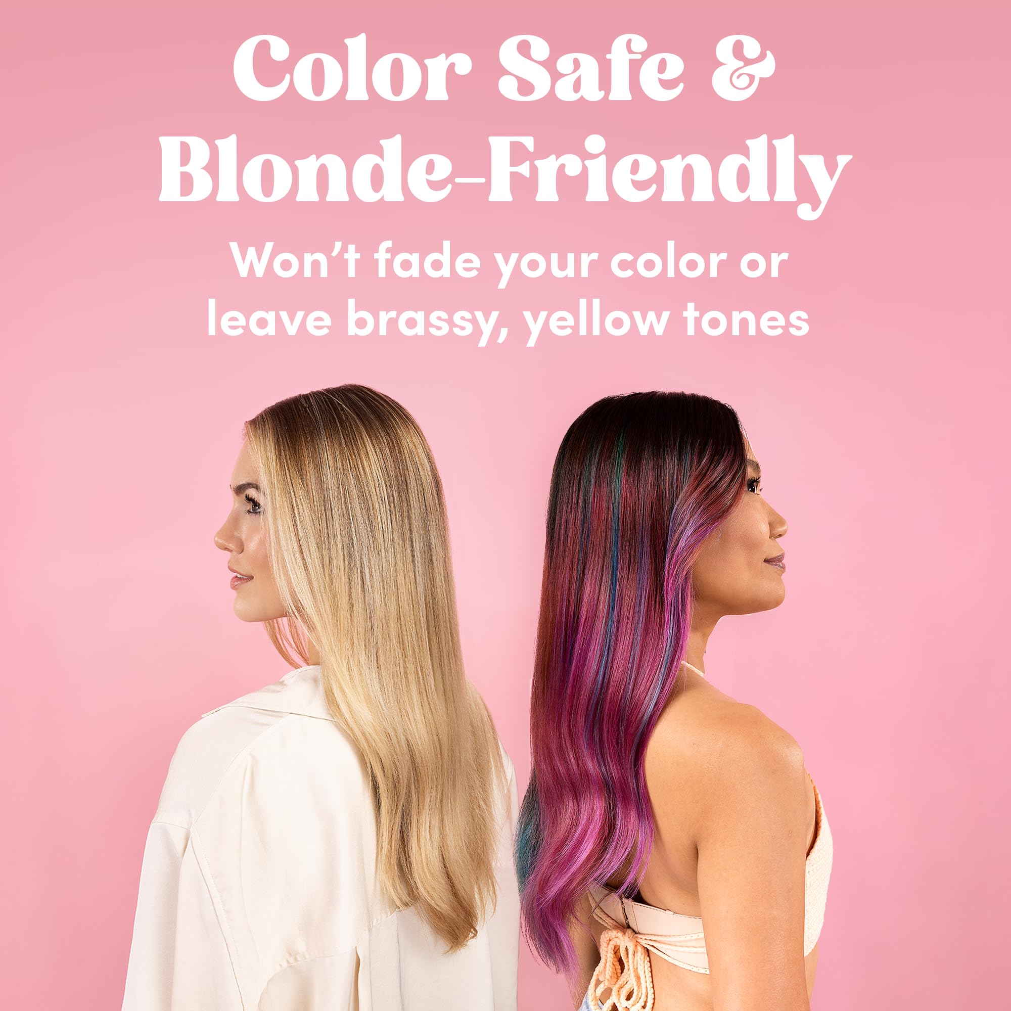 Glimmr finished look shows smoother, fuller hair after use.