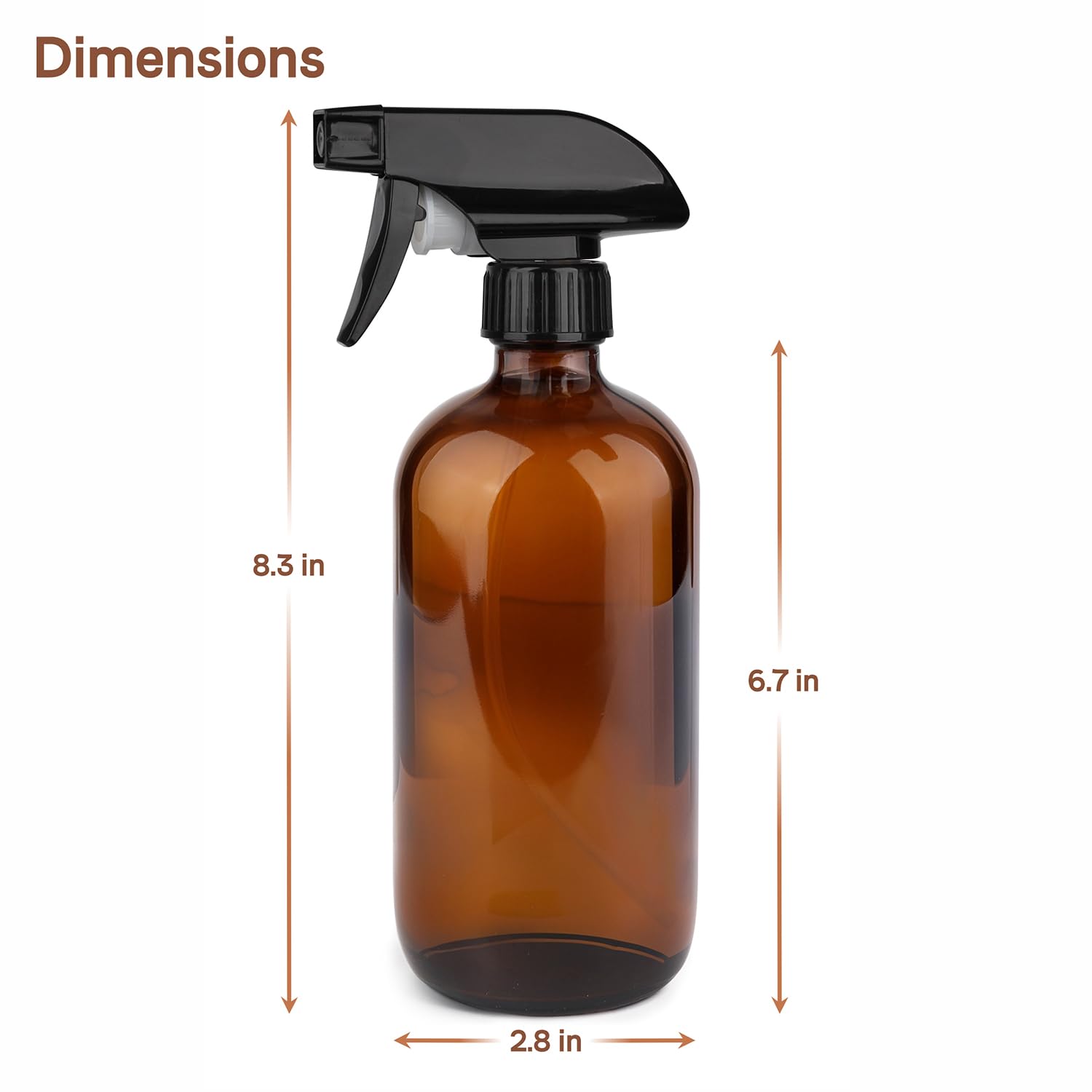GLING amber glass spray bottle label close-up highlighting refillable design.