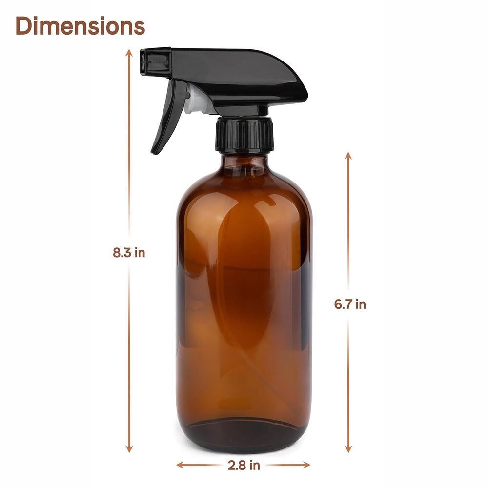 GLING amber glass spray bottle label close-up highlighting refillable design.