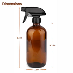 GLING amber glass spray bottle label close-up highlighting refillable design.