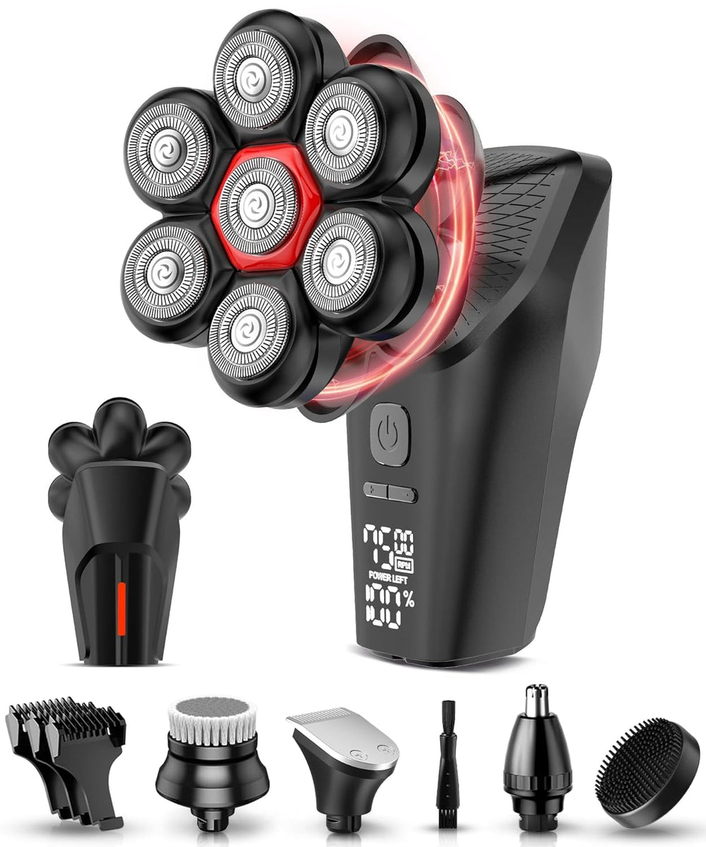 GLLAVA head shaver with 7D rotary blades for a fast, smooth shave.