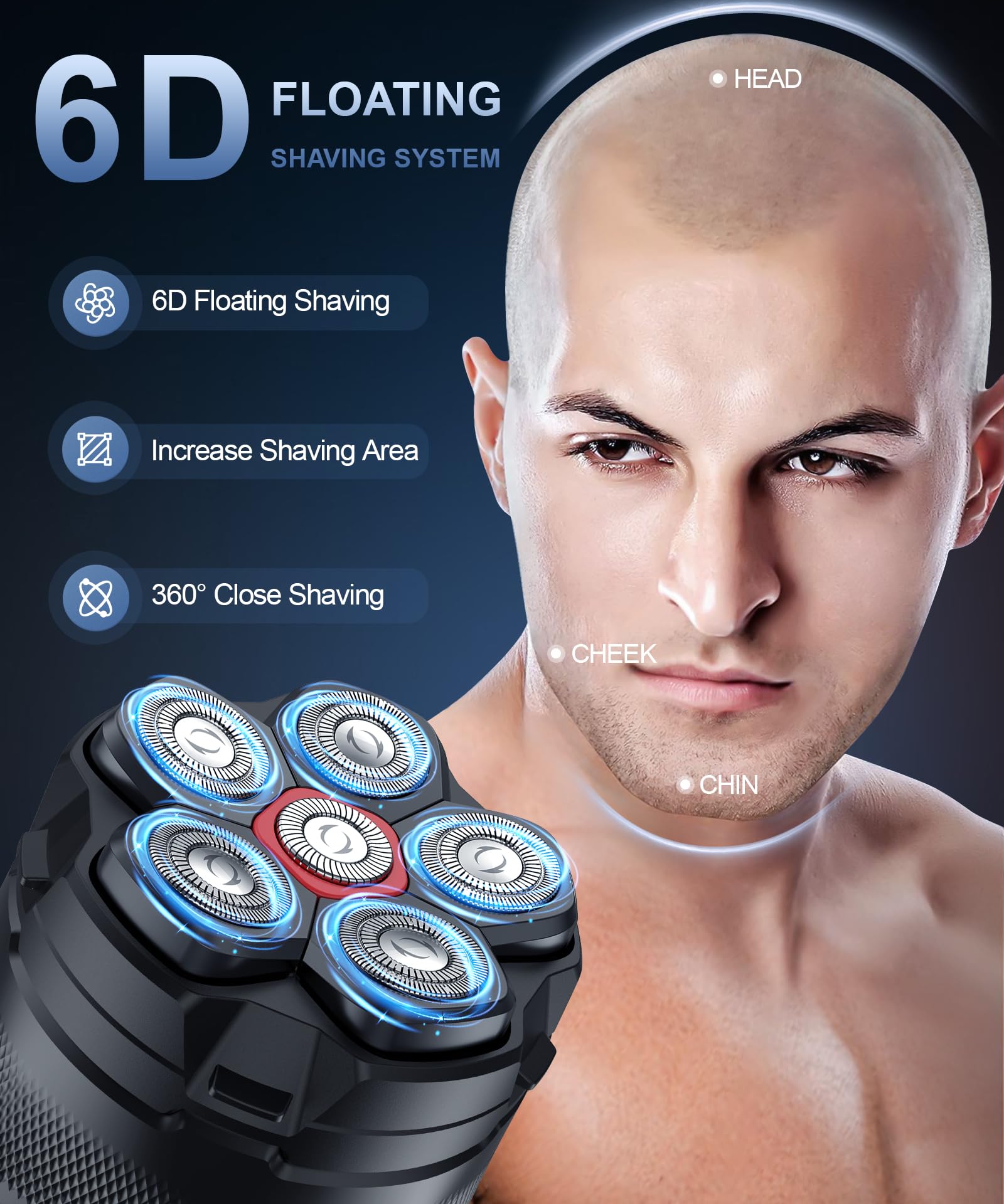GLLAVA head shaver used on bald head for smooth shave.