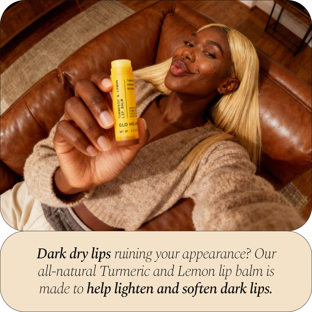 Glo Melanin ofrece brillo radiante y color natural en los labios.