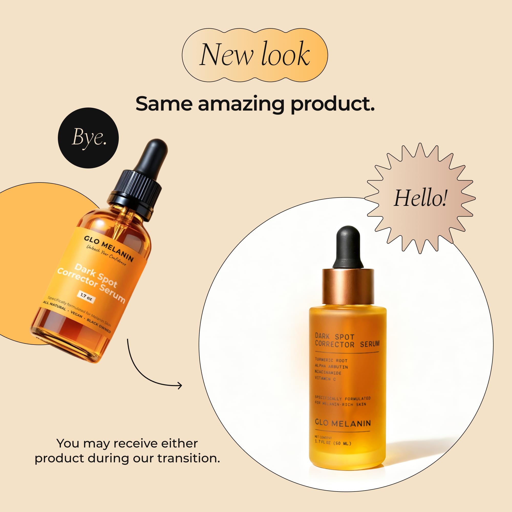 Glo Melanin bottle beside mirror invites at-home skincare steps.