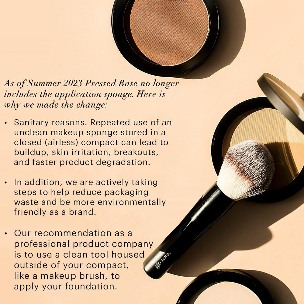 Open compact lid for portable on-the-go touch-ups.