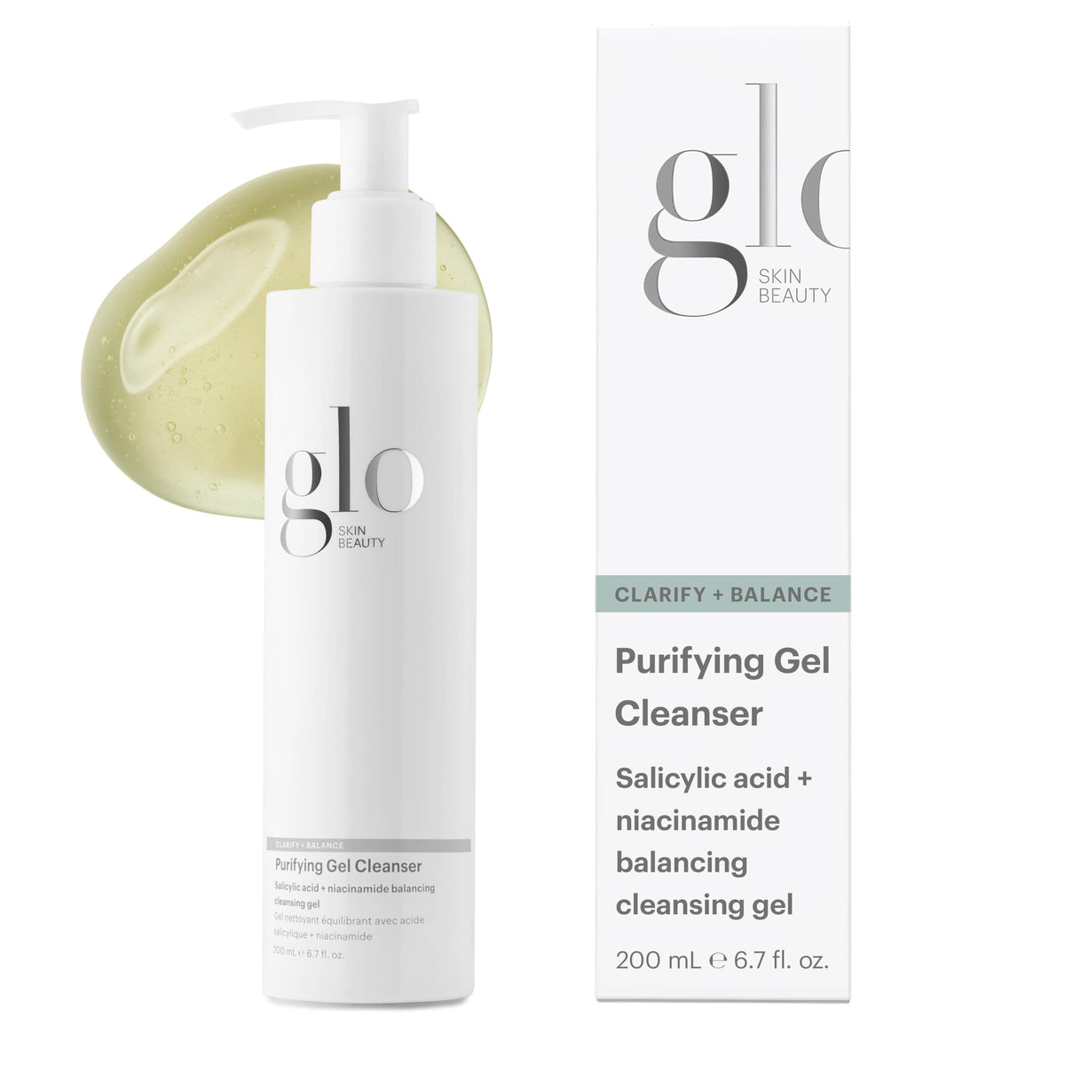 Glo Skin Beauty purifying gel cleanser demonstrates pore-clearing action for a refreshed complexion.