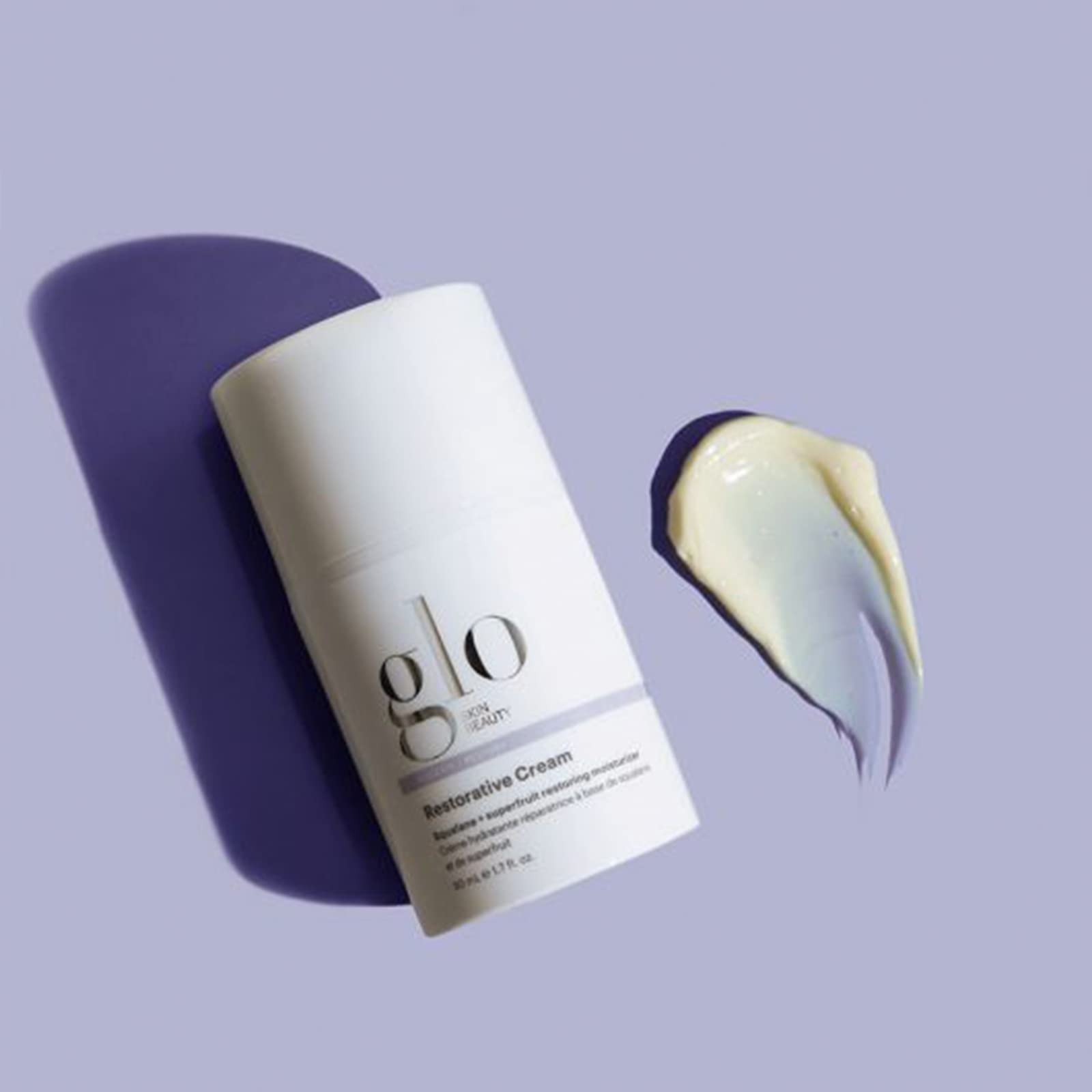 Glo Skin Beauty Restorative Cream on bathroom counter scene