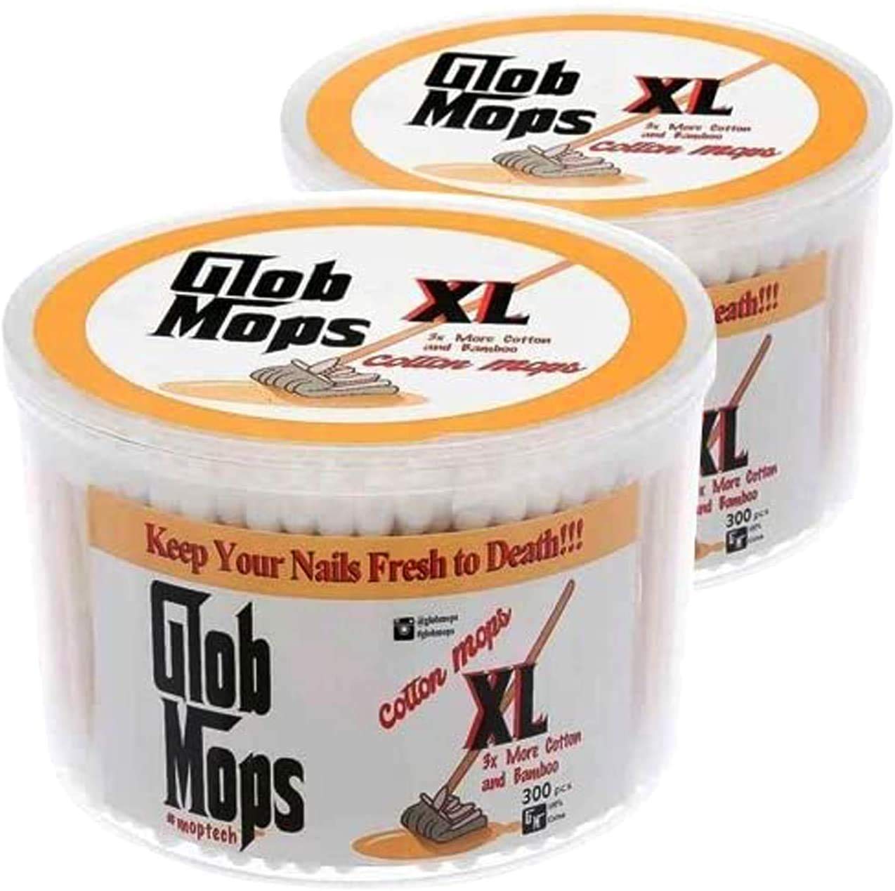 Glob Mops XL Cotton Swabs 2.0 packaging with oversized tips for precise application.