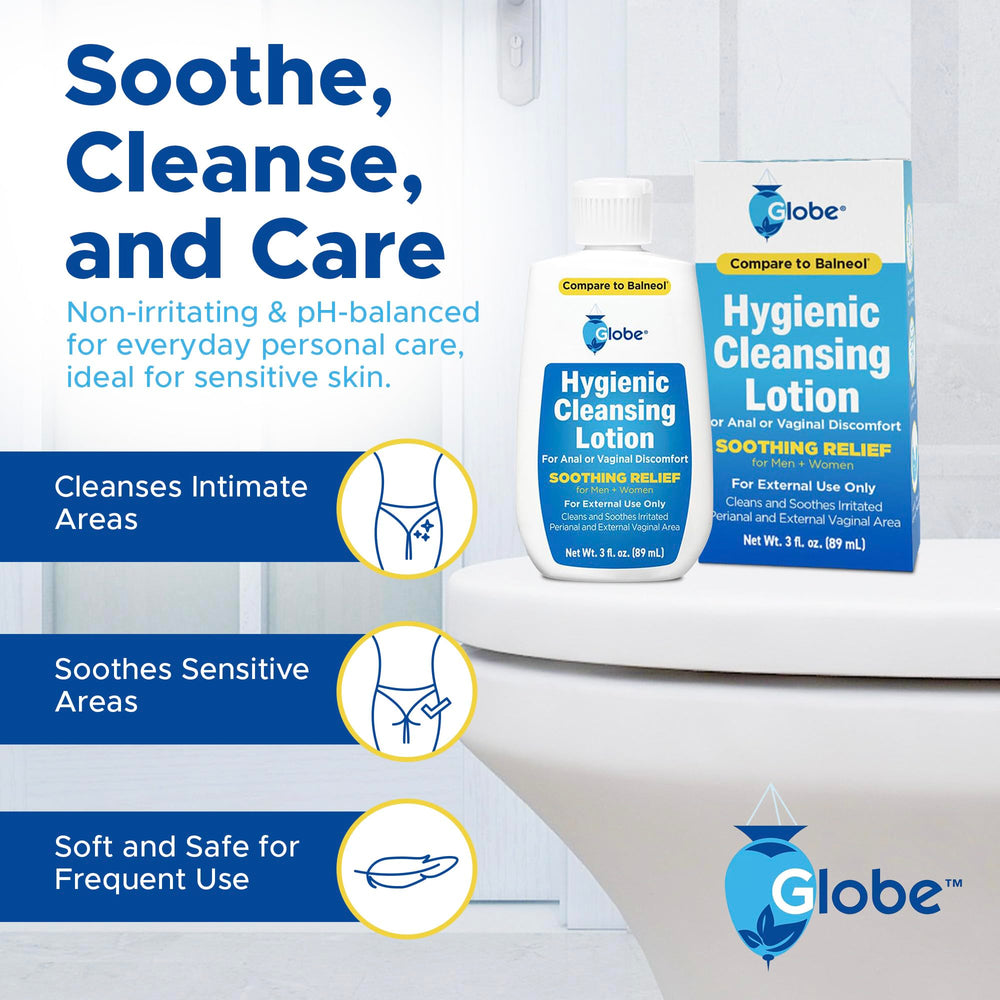 Textura suave de Globe Hygienic Cleansing Lotion para limpieza delicada.