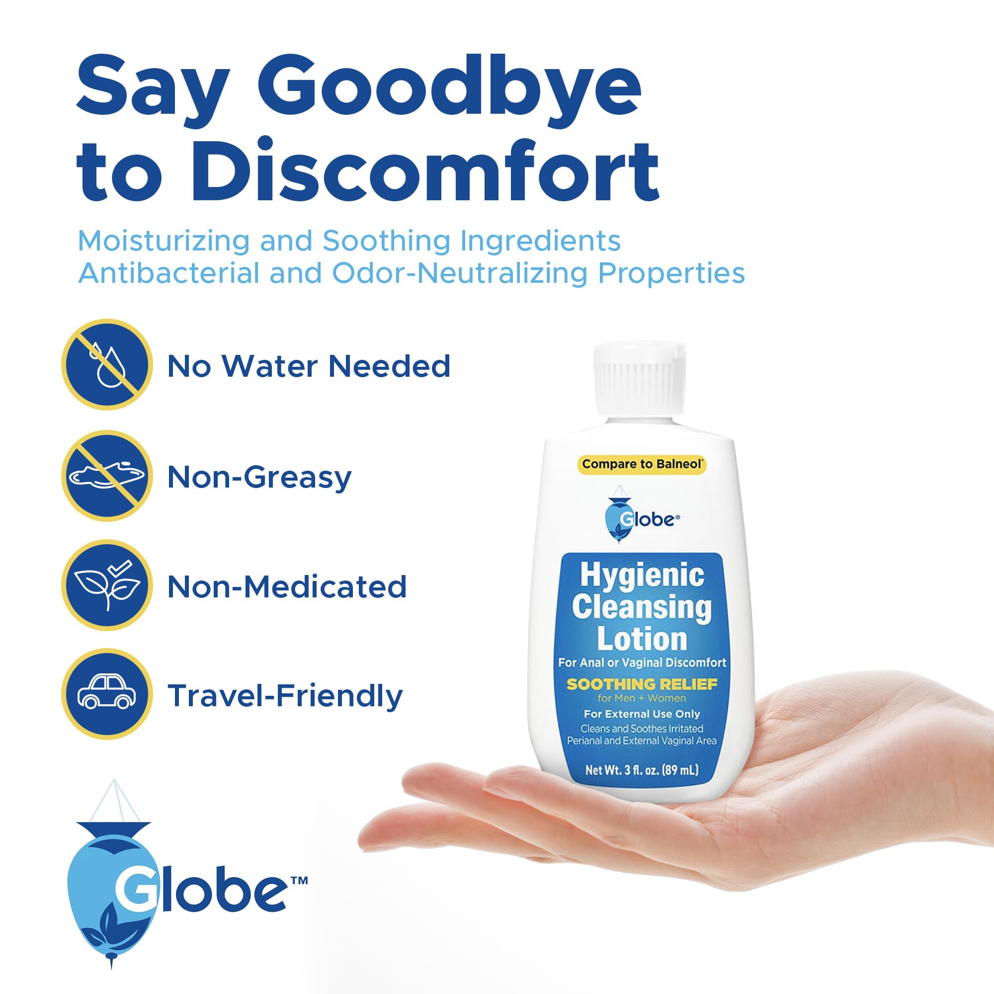 Uso práctico en viaje con Globe Hygienic Cleansing Lotion.
