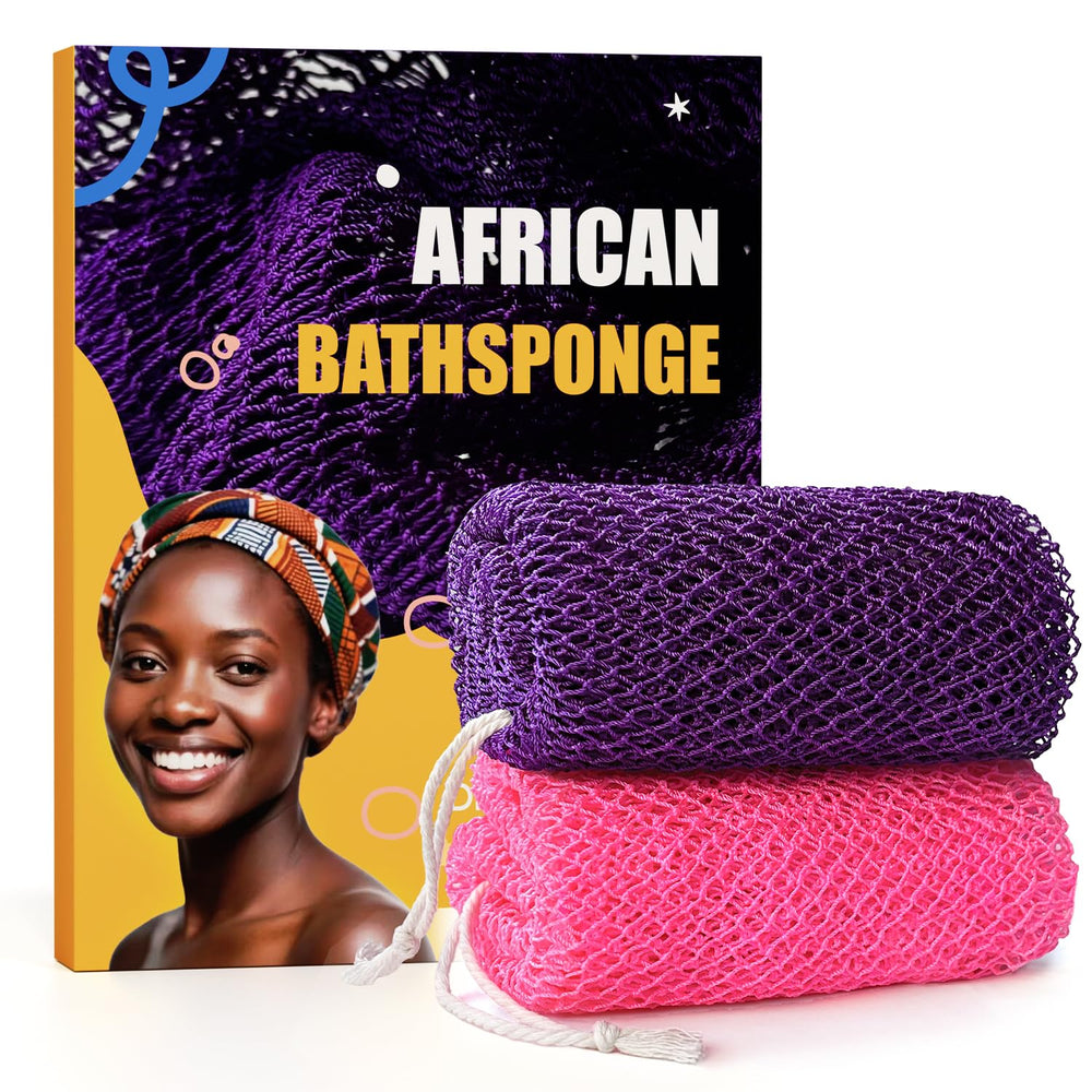 Glochin esponja de red africana duradera, vista trasera para limpieza profunda