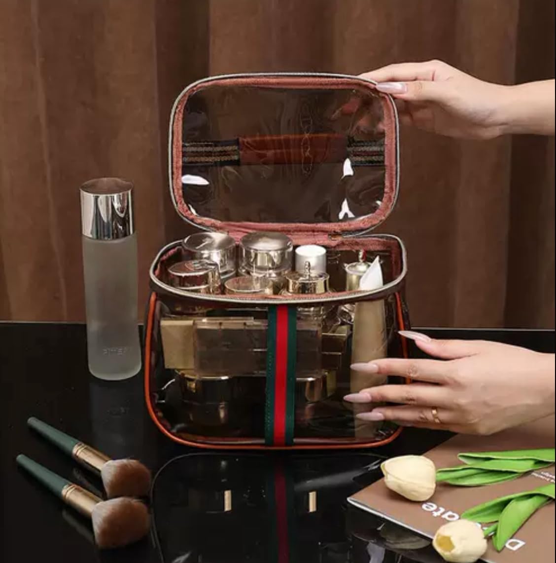 GLOLOOS New Retro Vanity Bag large capacity interior keeps full-size bottles organized