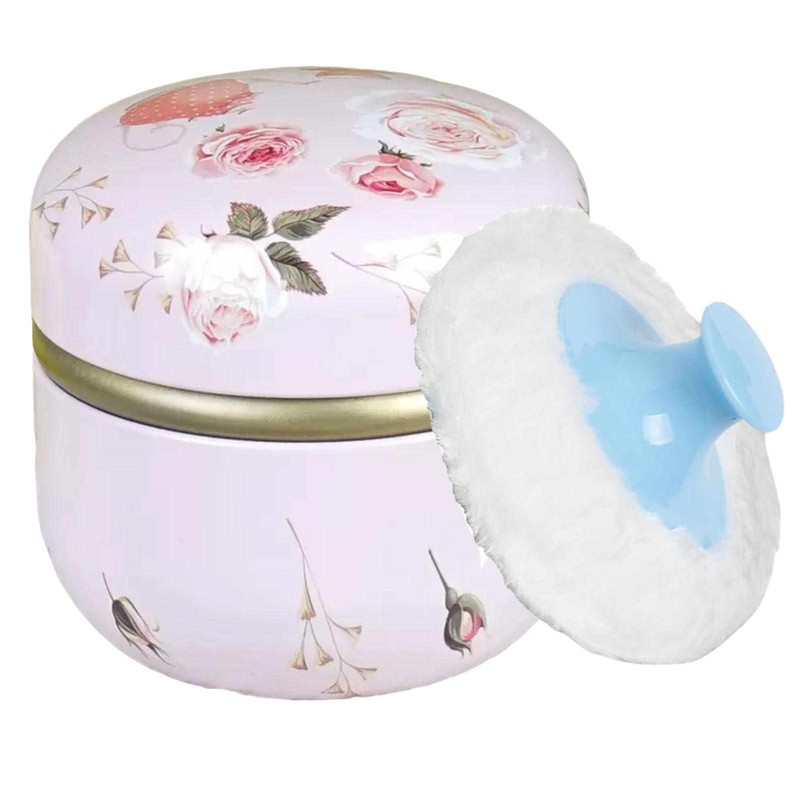 Glooyoderr body powder puff container for on-the-go touch-ups.