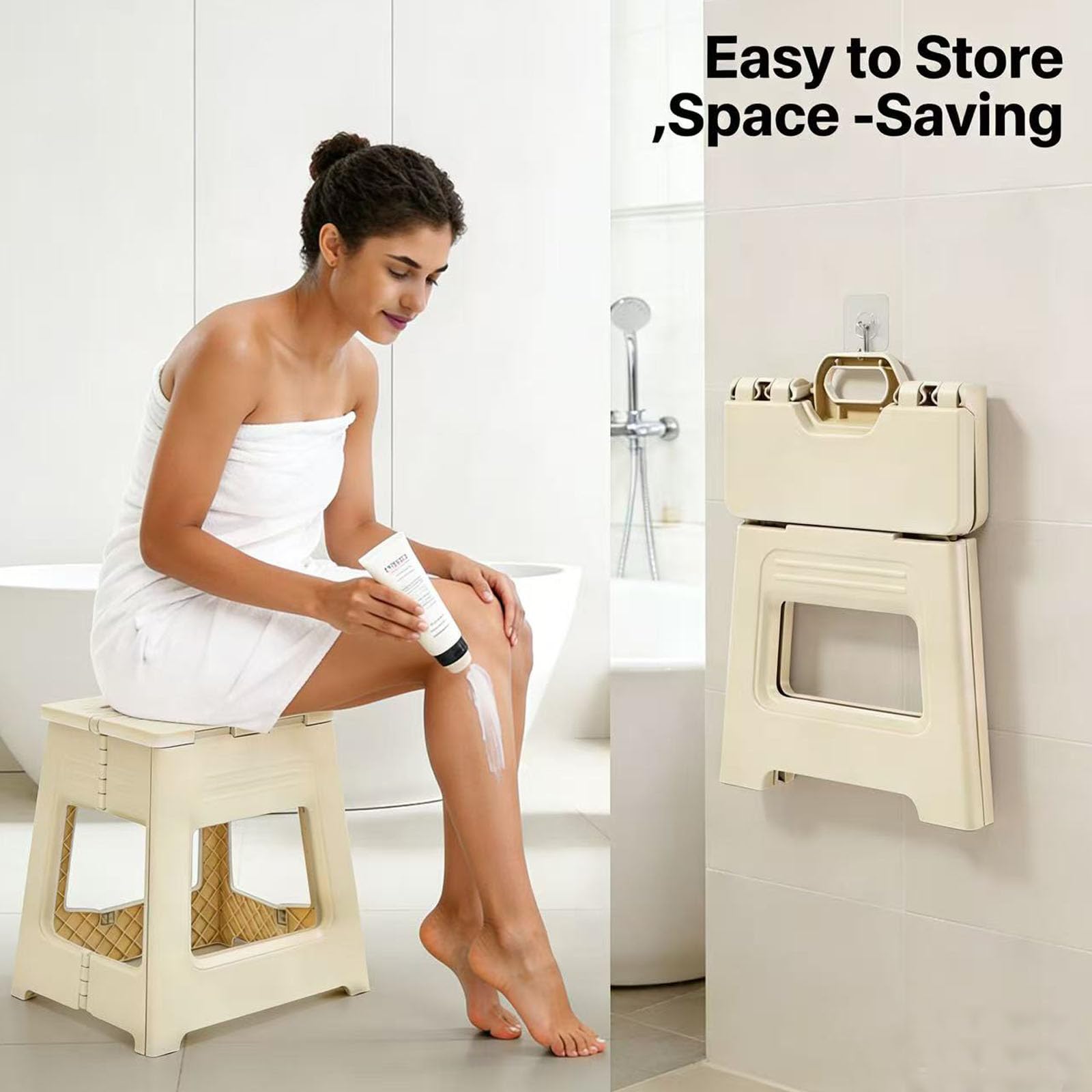 Glooyoderr durable waterproof plastic stool for humidity-rich bathrooms.