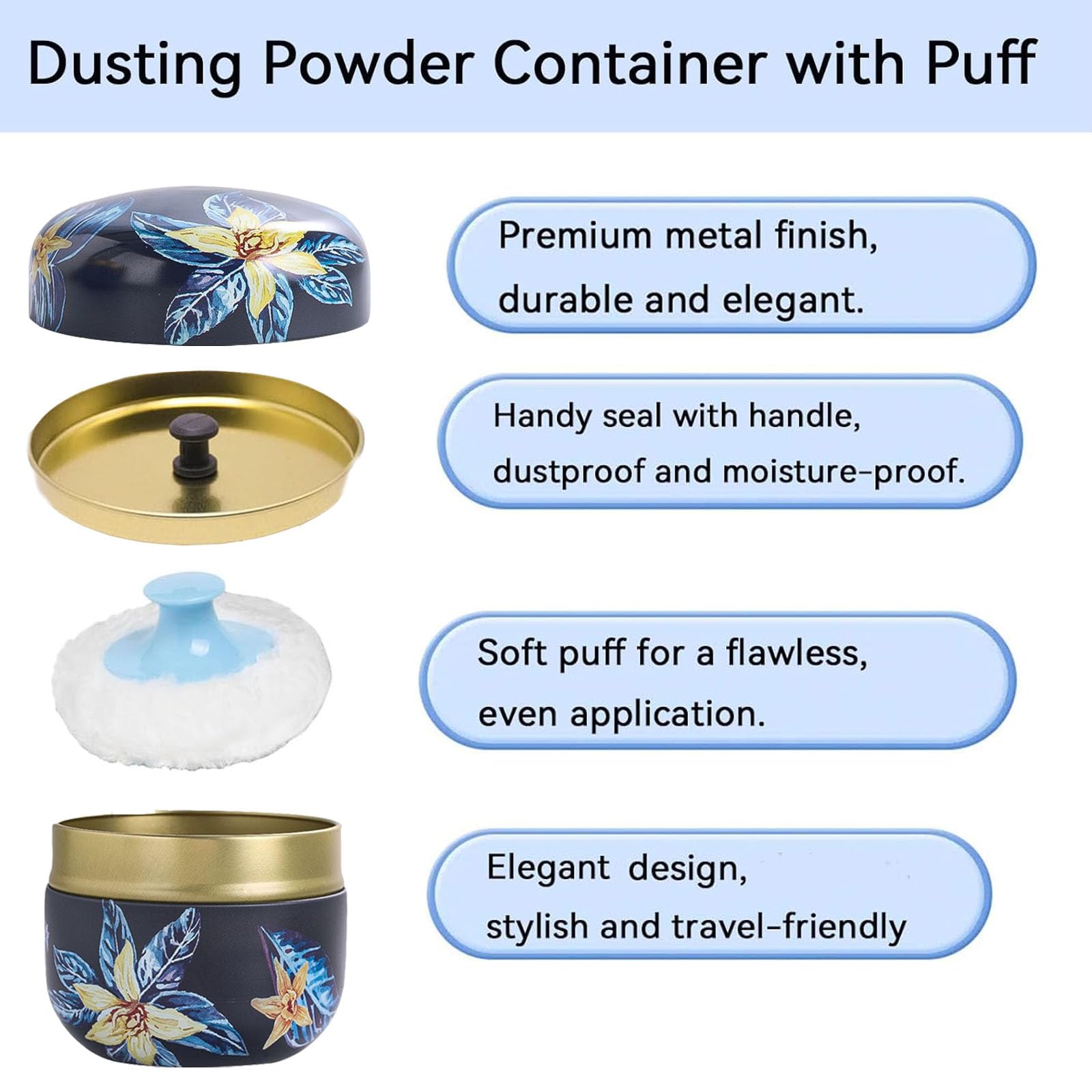 Glooyoderr rust-resistant powder box ensures durable daily or travel use.