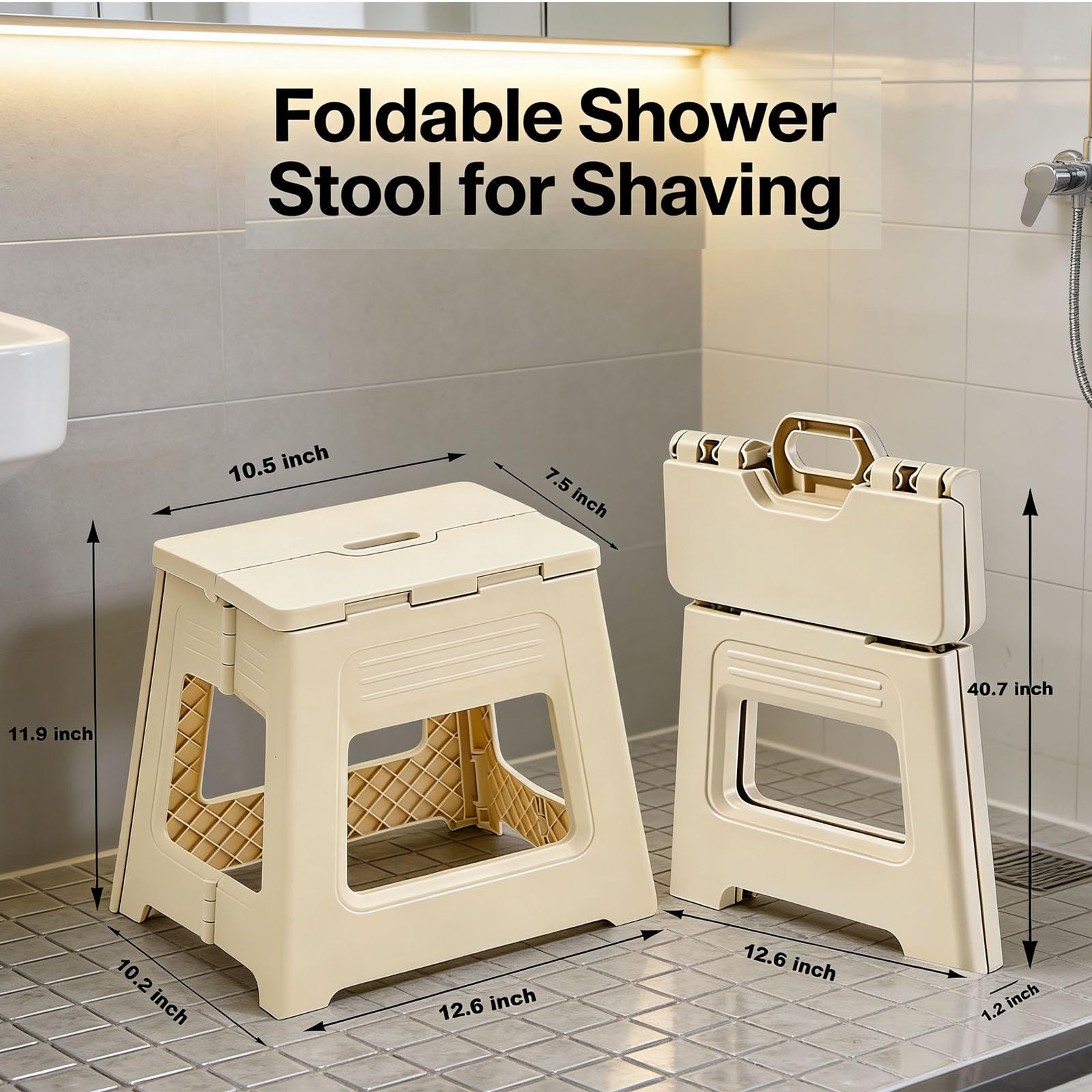 Glooyoderr shower stool with non-slip pads prevents slips on wet floors.
