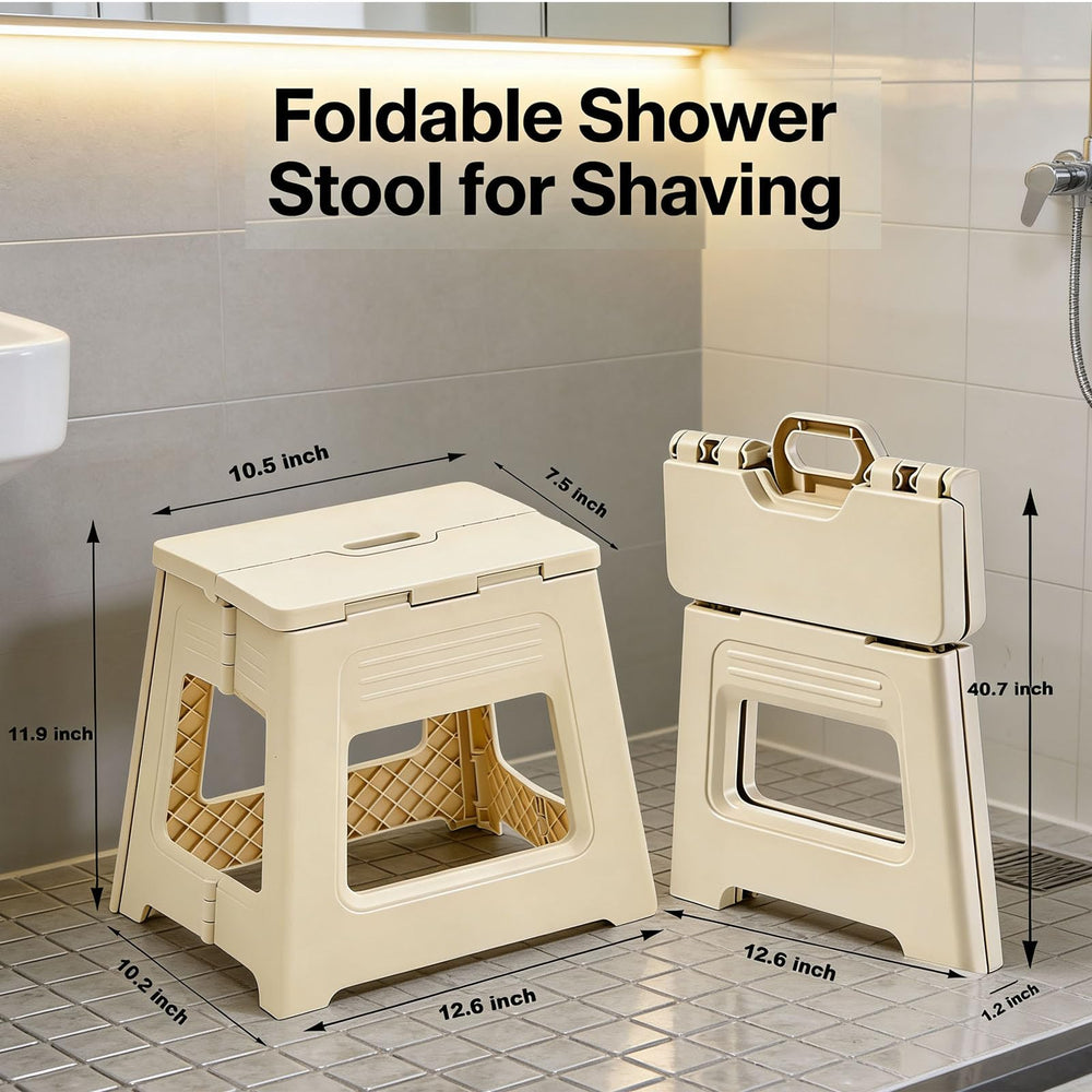 Glooyoderr shower stool with non-slip pads prevents slips on wet floors.