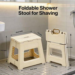 Glooyoderr shower stool with non-slip pads prevents slips on wet floors.