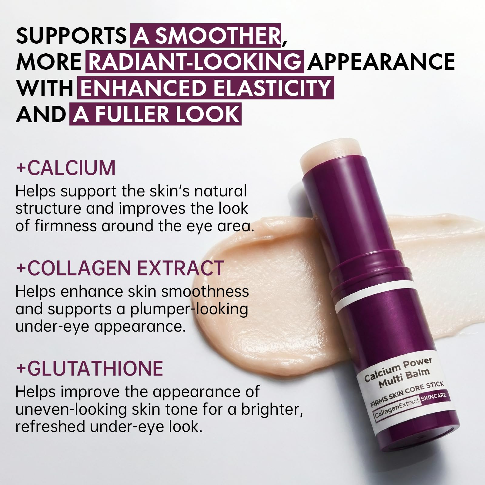 Glopink Calcium Multi Balm Stick on the neck supports hydration and skin resilience