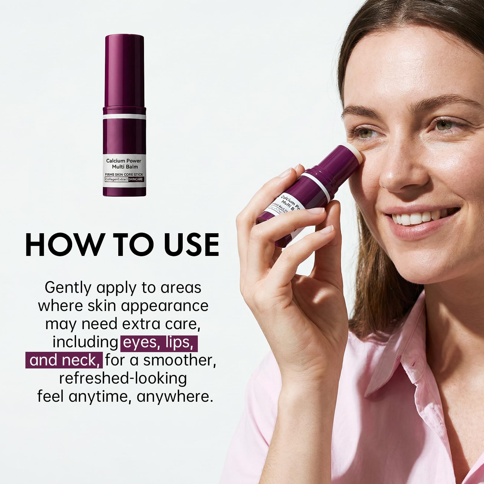 Glopink Calcium Multi Balm Stick suits all skin types for daily use