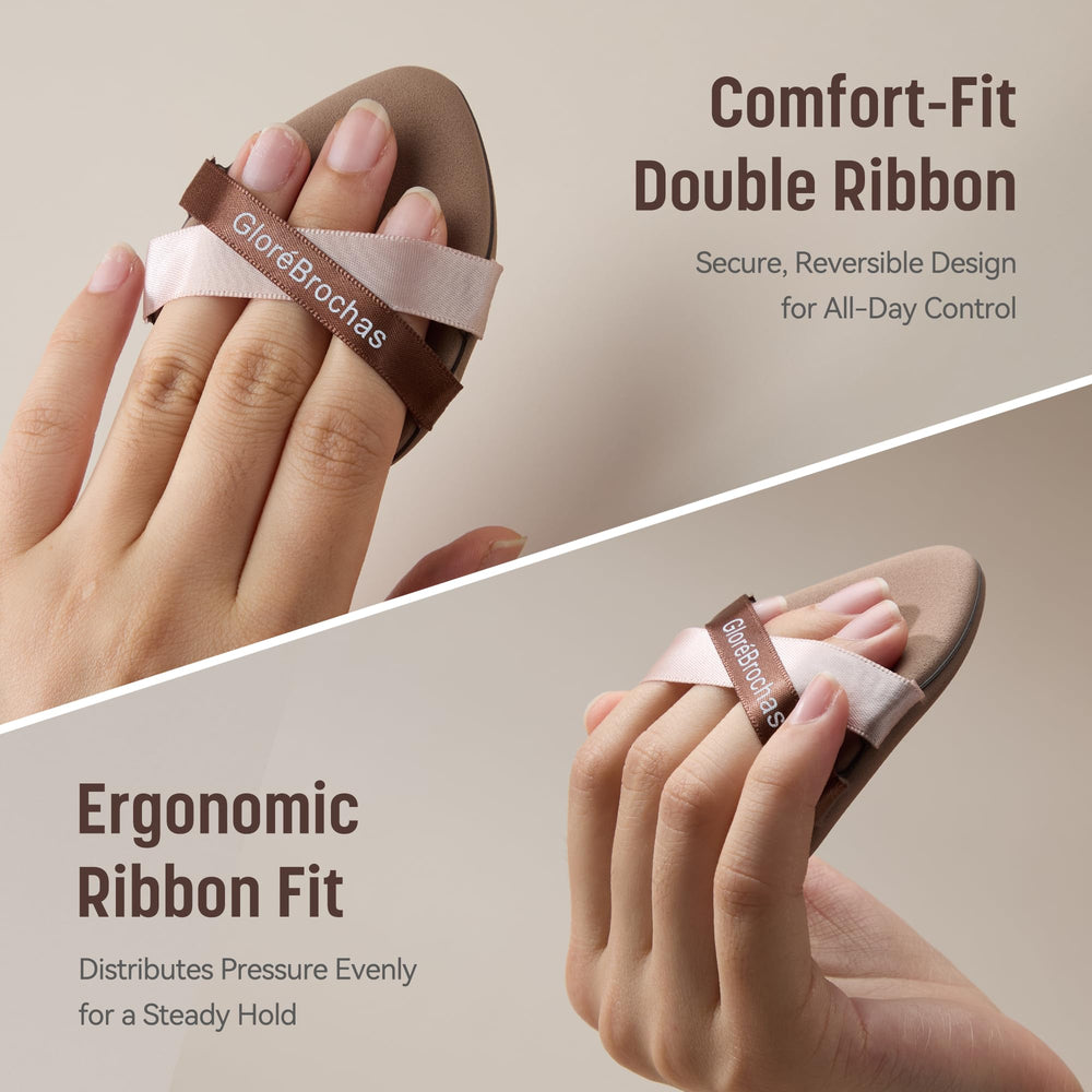 GloréBrochas dual-ribbon grip sponge for stable control during makeup