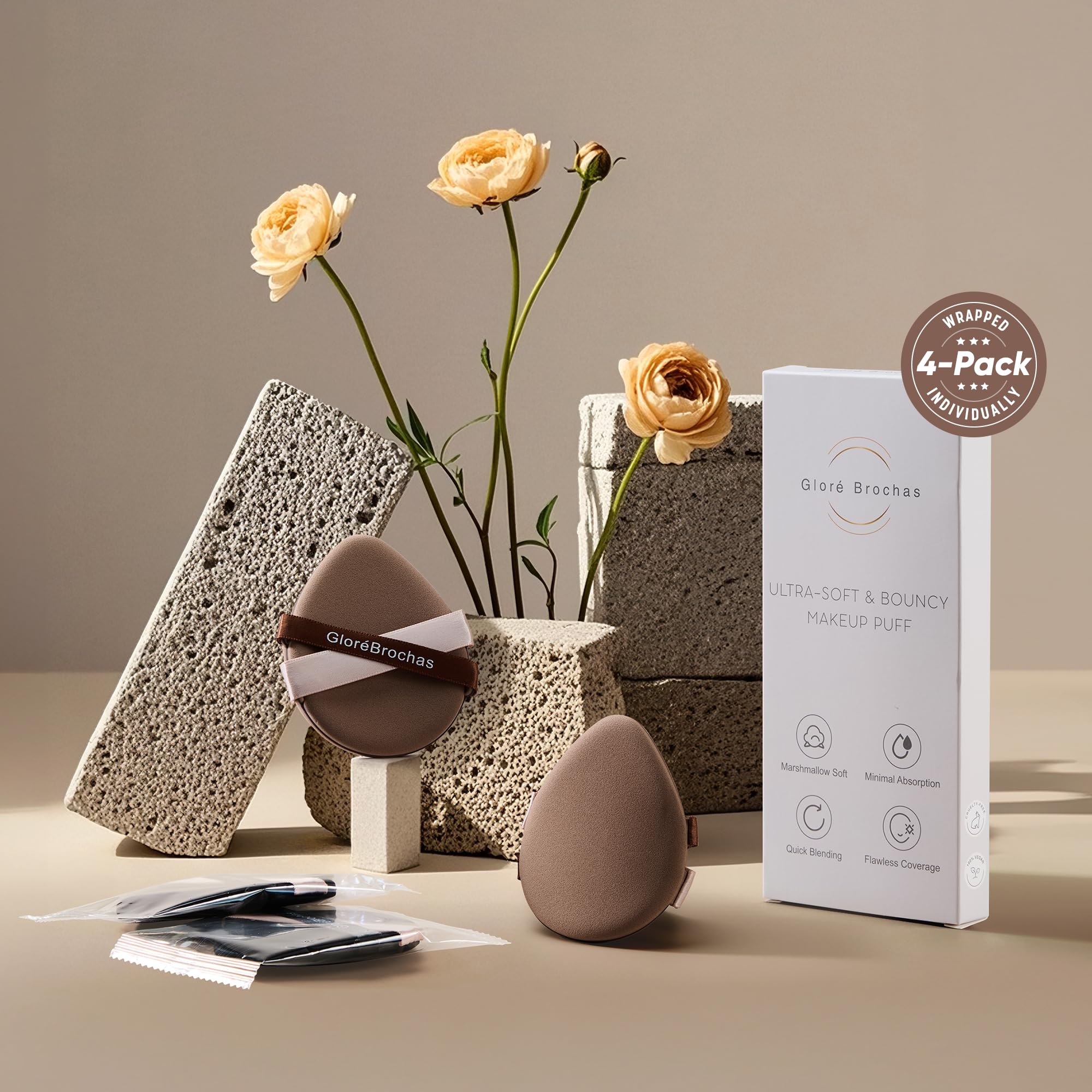GloréBrochas individually wrapped sponges stay clean and travel-ready