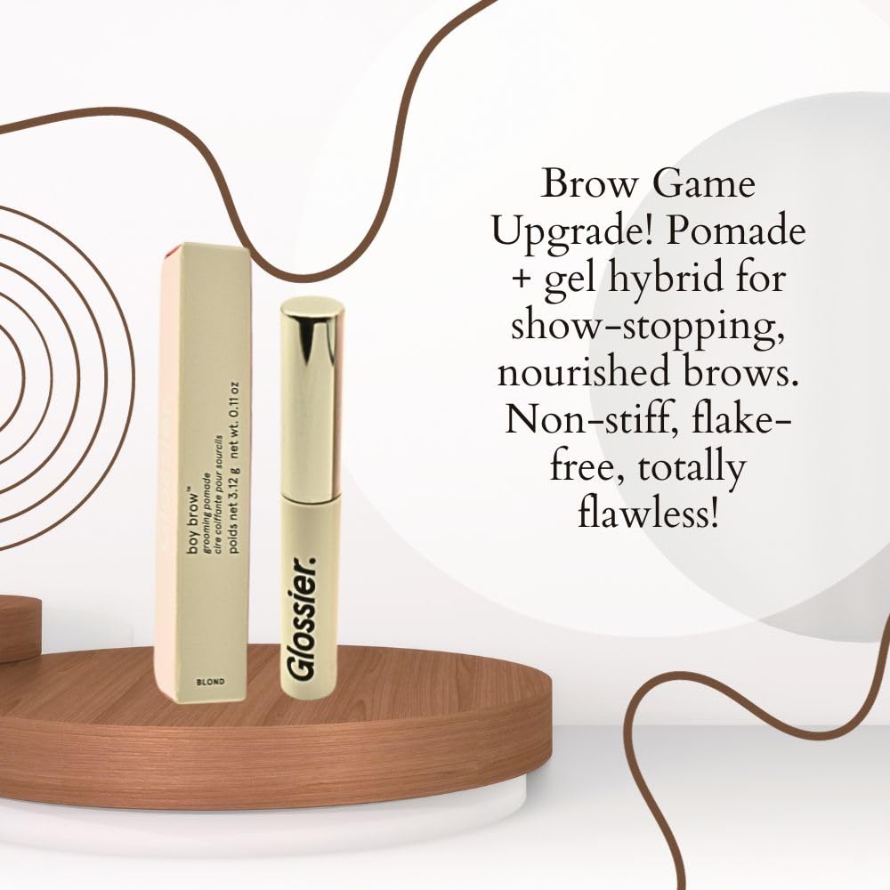 Glossier Boy Brow Blond demonstrates soft, flexible hold with one swipe on brows.