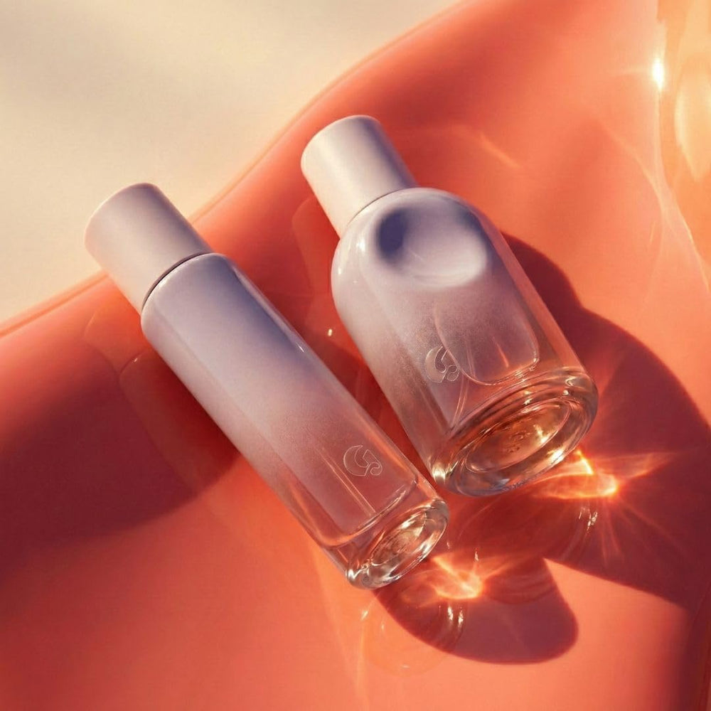 Close-up of ylang-ylang and apricot notes in Glossier You Fleur for reference.