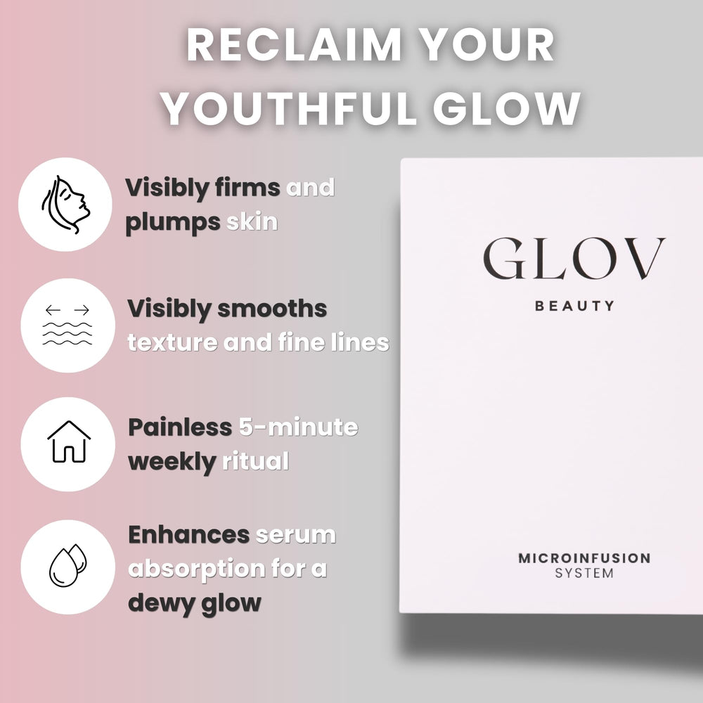 Glov Beauty hyaluronic acid serum bottle highlighting deep hydration benefits.