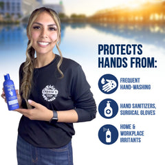 Gloves In A Bottle silicone barrier protection shields skin during frequent washing.