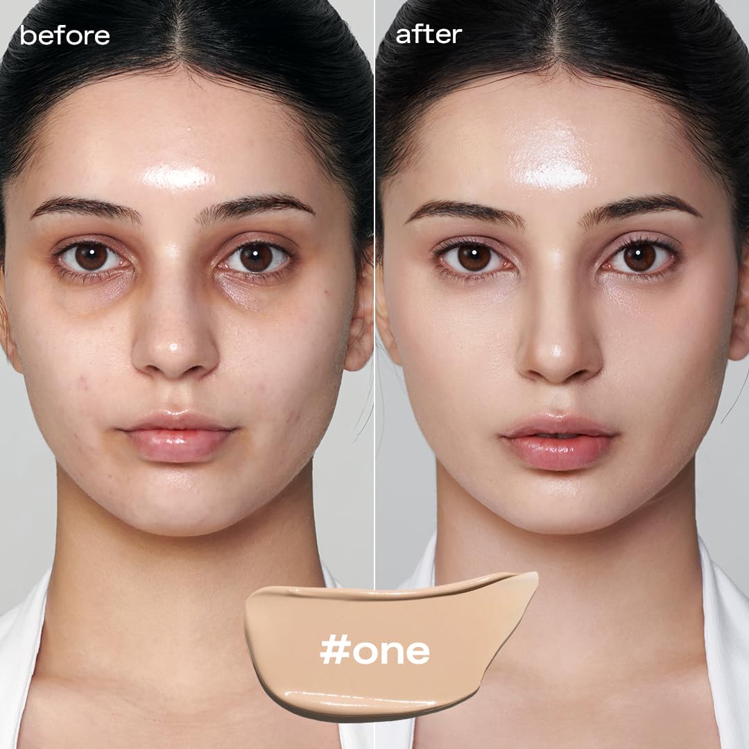 Glow bb-cream-one application on face showing lightweight blend.