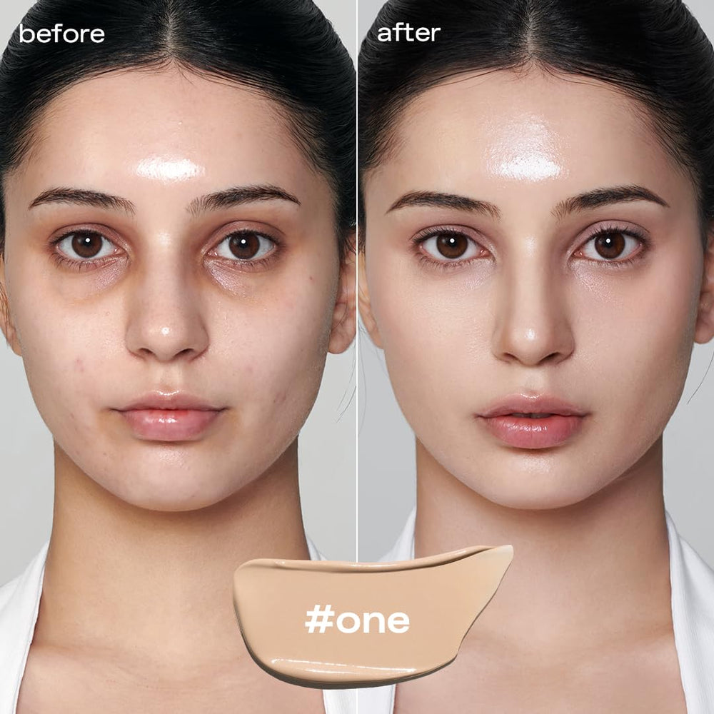 Glow bb-cream-one application on face showing lightweight blend.