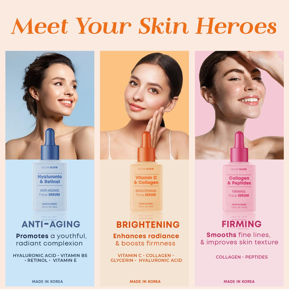 Glow Elixir Serum Aplicación diaria 2–3 gotas sobre cara y cuello.